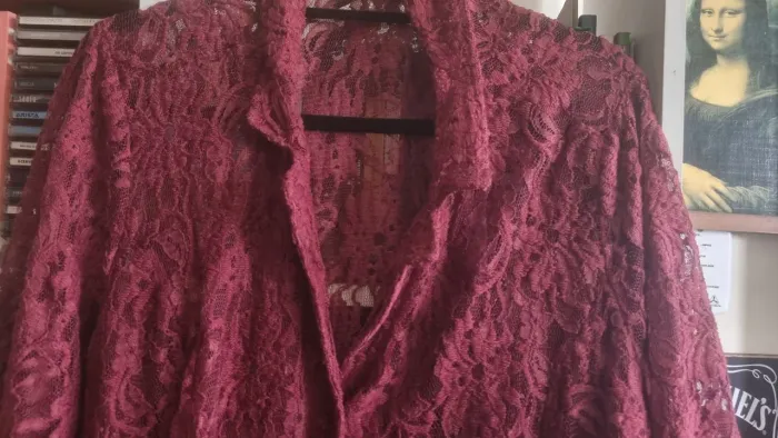 Blazer de renda vinho feminino