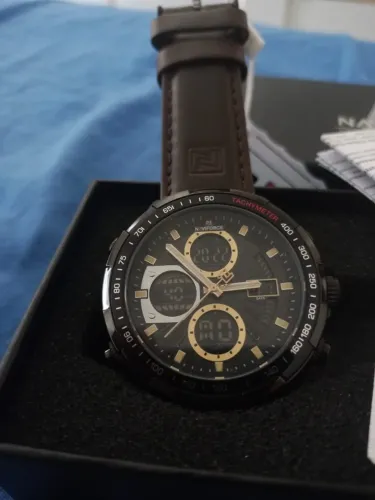 relógio masculino naviforce-pulseira de couro, luxuoso, à prova d'água