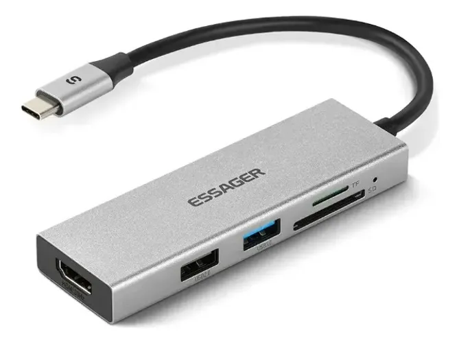 Adaptador Hub Usb C Essager 4k Hdmi Cartão Sd Macbook M2 M3