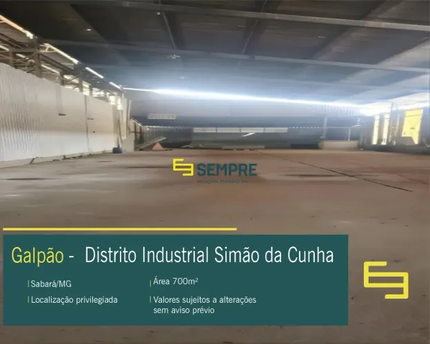 Galpão para alugar em Sabará MG no bairro Distrito Industrial Simão da Cunha