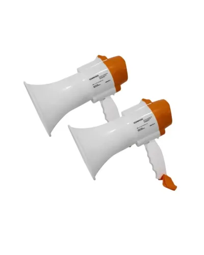 KIT Dois Megafone Portátil Recarregável Com Sirene E Gravador Mf-20