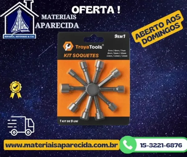Jogo Soquete Magnetico 9pç 5mm a 13mm Troyatools