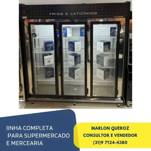 Refrigerador Expositor 3 Portas Polo Frio Bebidas e laticínios