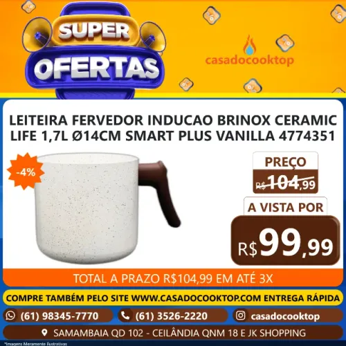 LEITEIRA FERVEDOR INDUCAO BRINOX CERAMIC LIFE 1,7L Ø14CM SMART PLUS VANILLA 4774351