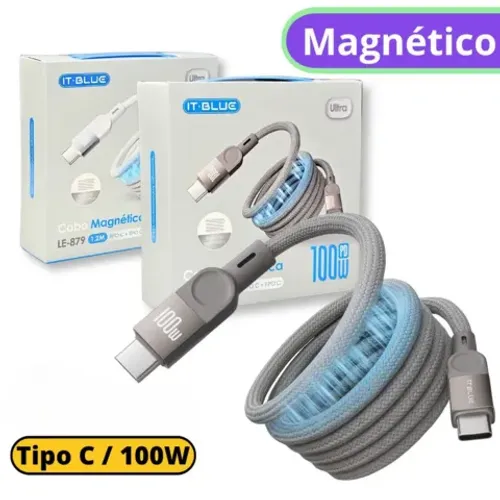 Cabo de Carga e Dados Turbo Tipo-C x Tipo-C Magnético 100W