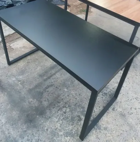 nova escrivaninha industrial reta em mdf preta - frete grátis