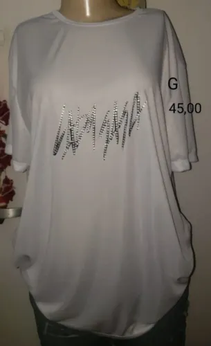 CHIQUE! Complemente seu look! Blusa branca com pedrarias, tam. G- Nova!