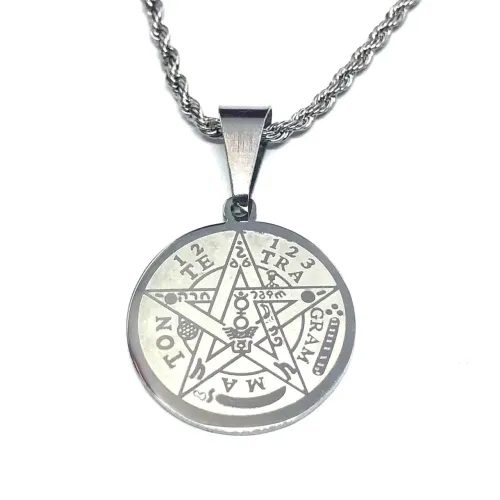Colar de Aço Inoxidável com Pentagrama