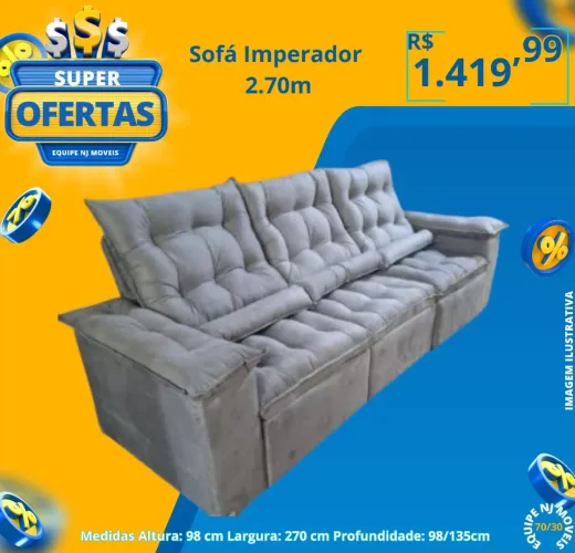 Sofá Retrátil e Reclinável Imperador 2,70m
