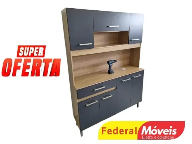 Armário de Cozinha Cinza 1,20m TEMOS CREDIÁRIO