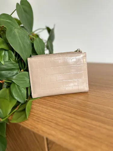 Carteira Nude com Zíper Porta Moedas