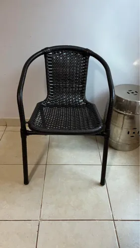 Cadeiras Poltronas Jardim/Varanda Junco Sintético - Kit com 4 (Cor Tabaco)