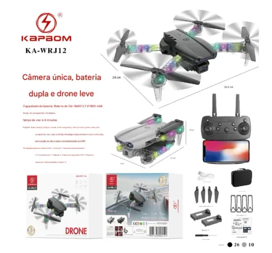 Drone Leve Com Câmera Única E Bateria Dupla KAPBOM KA-WRJ12 