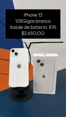 iPhone 13 / 128GB / Branco / Saúde de bateria 83% / Com garantia loja fisica