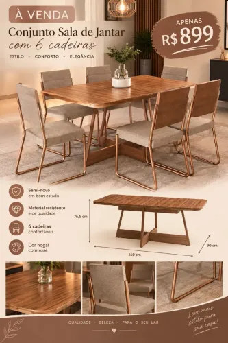 Conjunto sala de jantar 6 lugares