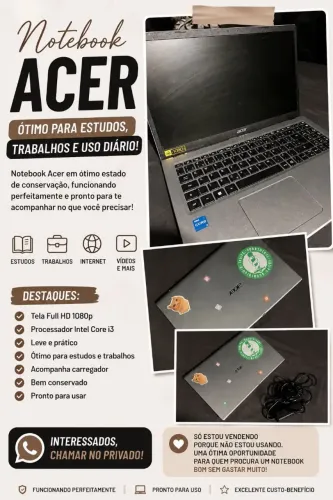 Notebook Acer aspire A315- 58 para estudos