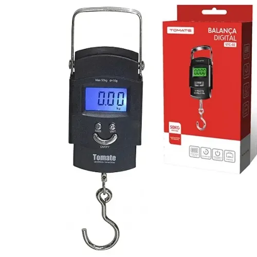 Balança de Gancho Digital Portátil de Mao com Alca Metálica ate 50kg - Tomate