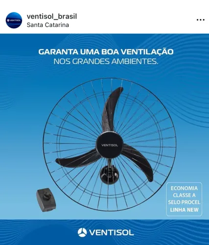 Ventilador de parede motor de 147 watts potência 