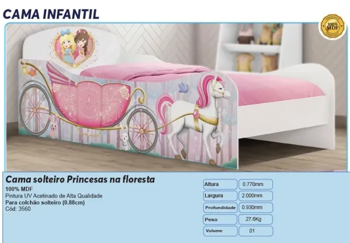 Cama Solteiro princesas