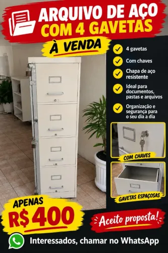? ARQUIVO DE AÇO COM 4 GAVETAS À VENDA
