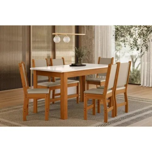 Novidade em estoque!! Mesa de Jantar Bellagio Com 6 Cadeiras Clara