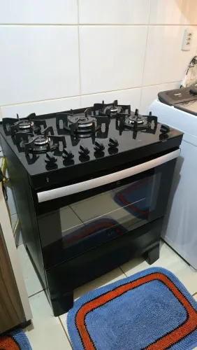 Fogão 5 Bocas Atlas Agile Up Glass Preto - Mesa de Vidro (Bivolt) - 1 Ano de Uso