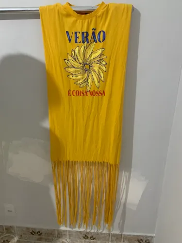 vestido amarelo verão franja