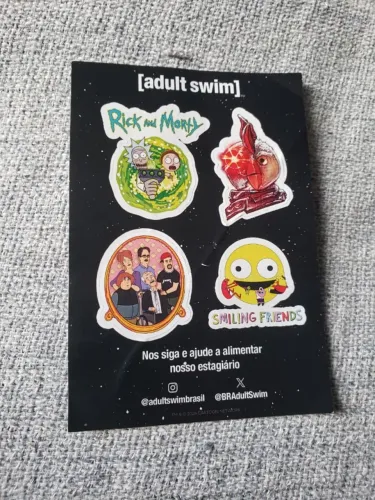 cartela adesivo adult swim / rick and morty / smiling friends / Frango Robô / Royal Cracke