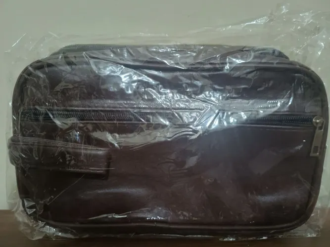Necessaire em curvin marrom nova, 28x18cm 