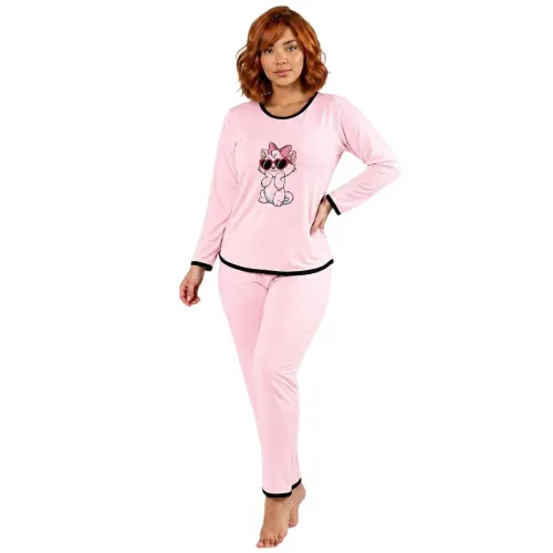 Pijama Longo Feminino Calça E Manga Comprida Cores Lindas