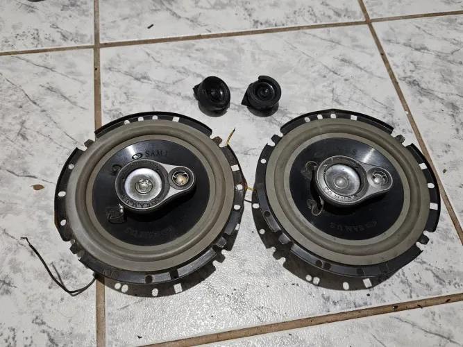 Par auto falantes 6" Triaxial + Tweeters. Som automotivo usado