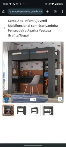 Cama de solteiro com escritório em baixo 