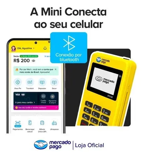 Máquina de cartão Point NFC Bluetooth mercado pago Nova