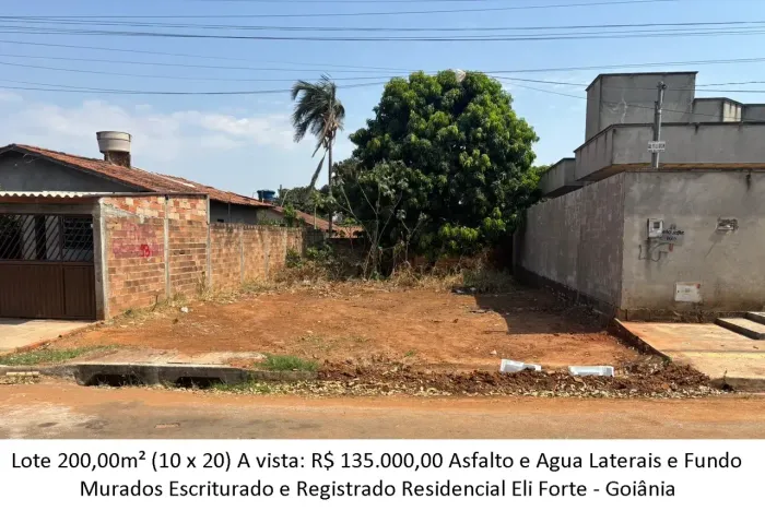 Lote 200,00m² (Asfalto e Agua) Residencial Eli Forte