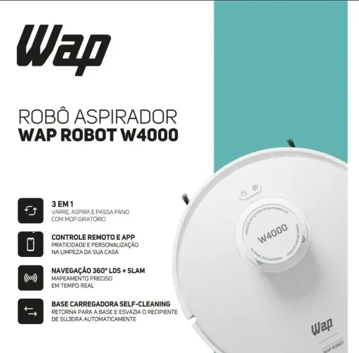 Robô aspirador Wap 4000 - autolimpante e autocarregável