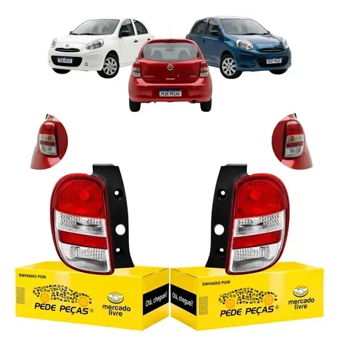 Par Lanterna Traseira Nissan March 2011 A 2014 S Rio Ambos Lados Vermelho