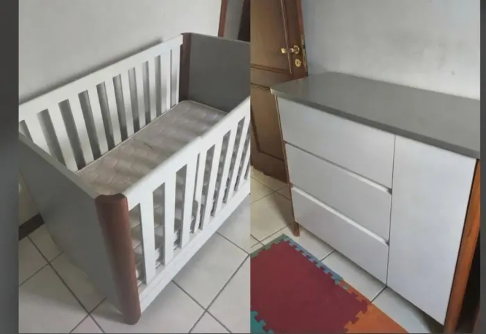 Berço + cômoda infantil: venda juntos ou separados, acompanha colchão.
