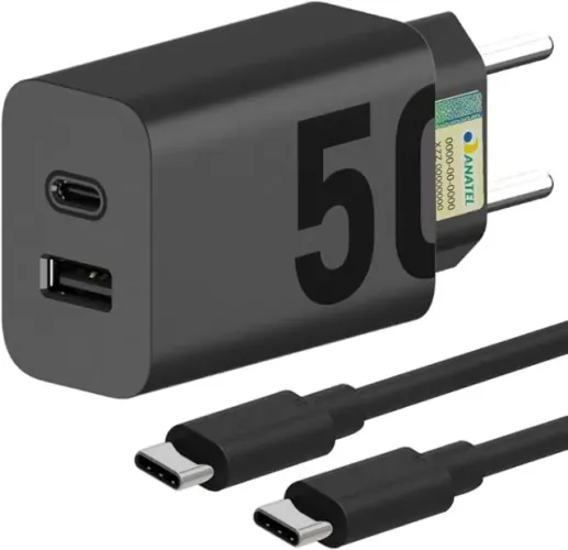 Carregador Super Turbo 50W Ultra Rápido Tipo C Com Carregamento Rápido Power Delivery + Ca