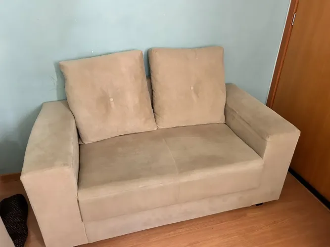 Conjunto de 2 Sofás Bege em Bom Estado