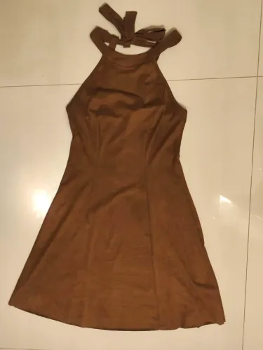 Vestido Curto Mercatto Suede Camurça Caramelo Acinturado P