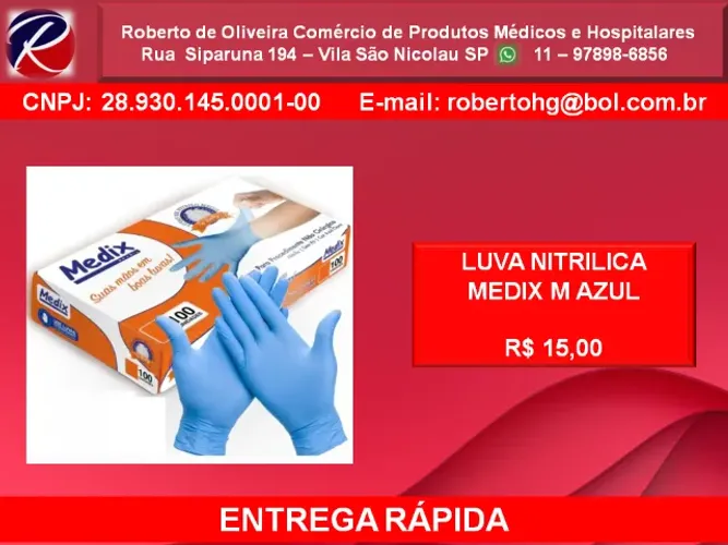 LUVA NITRILICA MEDIX M