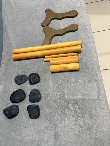 Kit massoterapia ( bambu, pantalas e pedras )