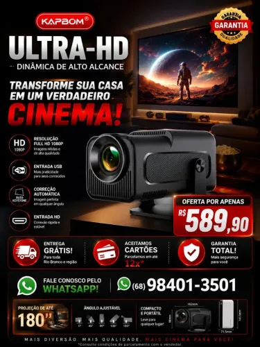 Projetor (Cinema) Para Casa Novos Aceitamos cartões, Garantia e Entrega grátis