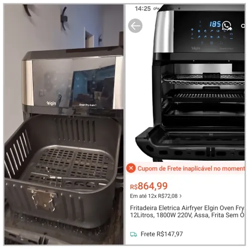 Oportunidade! Fritadeira Eletrica Airfryer Elgin Oven Fry 12 Litros