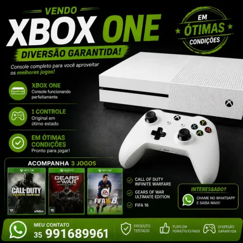 ? VENDO XBOX ONE 500GB - BRANCO COM 3 JOGOS! ?