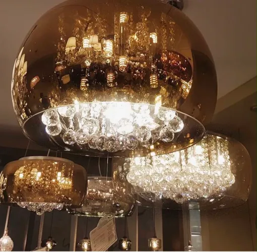 2 Pendentes de Cristal em Vidro Espelhado Prata
