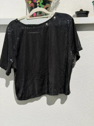 Blusa Preta de Paetê Plus Size It Curves Tamanho 52 (Usada 1x)