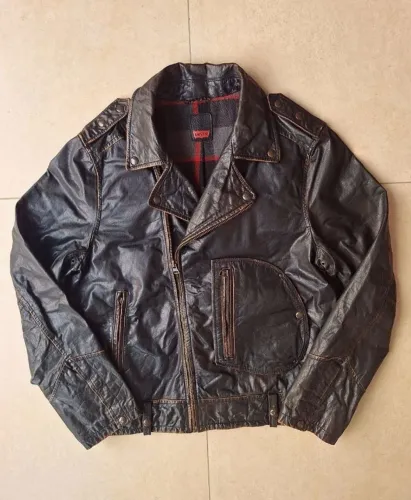 jaqueta levis importada modelo perfecto biker couro estonado envelhecido vintage, jaqueta