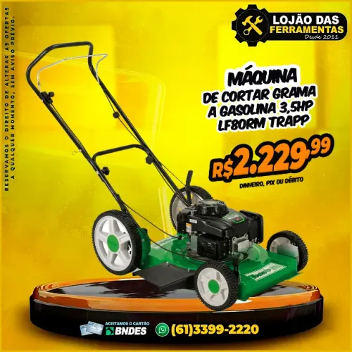 Máquina de Cortar Grama a Gasolina 3,5Hp LF80rm Trapp