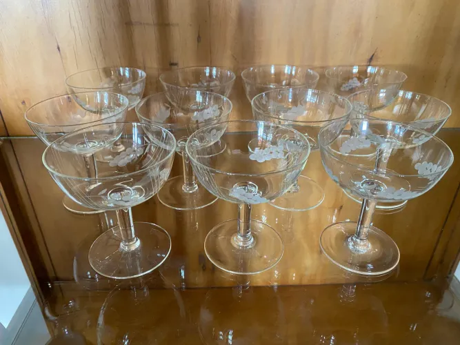 Jogo de taças de champagne de cristal vintage